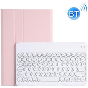 For Lenovo Pad Pro 11.5 inch 2021 TB-J716F / Tab P11 Pro 11.5 inch TB-J706F YAM13 Backlight Style Lambskin Texture Detachable Round Keycap Bluetooth Keyboard Leather Case with Holder(Pink)