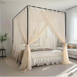 Princess Crown klamboe, hemelbed gordijnen, Prinsessenbedhemel met kant en metalen gouden kroon, veelkleurig, 1,0-2,0 m (3,3-6,6 ft)(A,1.5m (5 feet) bed