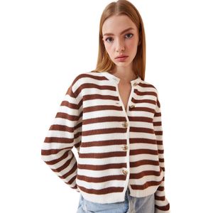 Happinessistanbul - Basic - Gewatteerd Gebreid Damesvest - Ecrurood