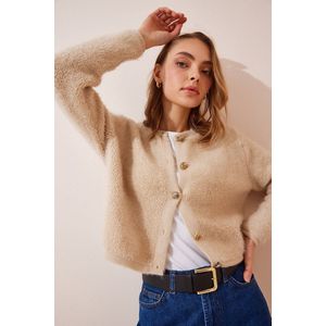 Happinessistanbul Bone Boucle Knit Knitwear-Jasvest Voor Dames Yy00117