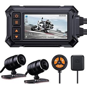 Motorcycle Dash Cam DVR, Dual 1080p 30fps Lens, 150° Groothoek, 3.0 Inch IPS Scherm, WiFi, GPS, G-Sensor, Loop Recording, Bedrade Bediening, Max 128GB
