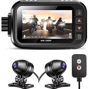 Motorcycle Video Driving Recorder, 3.0 Inch Motorcycle Dash Cam, With1080P + 720P Dual Lens, Night Vision Waterproof Rear View Sports Action Camera