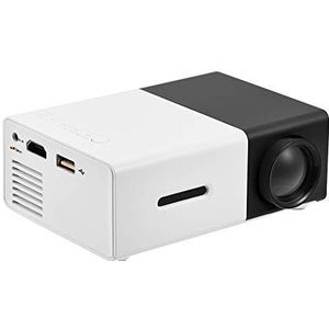 Mini-led-projector, 1080p, HD, HDMI, AV, USB, TF, multimediaspeler, 600 lm, 3,5 mm, draagbare audioprojector, ondersteuning voor kinderen, feest, game, outdoor entertainment (zwart-wit EU)