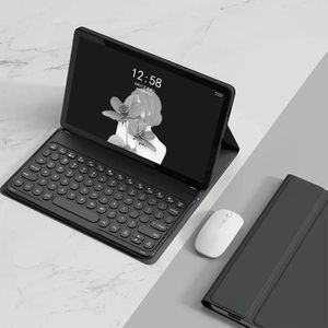 Voor Lenovo Tab M10 Plus 10.6 3rd Gen 2022 YM-LX106 Ronde Sleutel Afneembare Bluetooth Tablet Toetsenbord Lederen Case met Muis (Zwart)