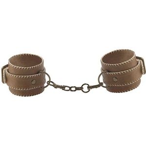Shots Ouch! Brown - Leather Hand Cuffs - Brown