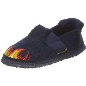 Nanga Little Fireman vilten pantoffels voor jongens, Donkerblauw