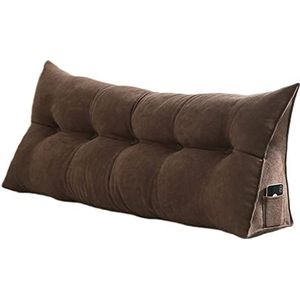 NENIUX Driehoekig kussen kussen extra leeskussen, hoofdeinde wig nachtkastje rugkussens rugsteun versterker bed rugleuning kussen voor dubbel bed, afneembare hoes, bruin, 100 x 50 x 20 cm