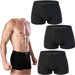 Magnetic Therapy Care Boxershorts - Set Van 3 Micromodale Herenslips Voor Penisvergroting (Zwart,3XL)