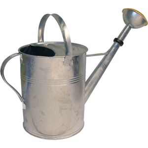 Gieter - zilverkleurig - zink - met broeskop - 9 liter - 56 x 24 x 41 cm