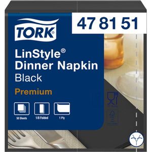 Dinnerservetten Tork Premium LinStyleÃ‚Â® 1/8 gevouwen 50st zwart 478151