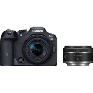 Canon EOS R7 systeemcamera Zwart + RF-S 18-150mm f/3.5-6.3 IS STM + RF 50mm f/1.8 STM