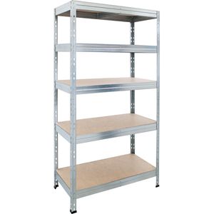 AR Shelving rek Rivet Stabil, ft 180 x 90 x 45 cm, 5 legborden uit HDF, gegalvaniseerd - blauw Papier 8586002700534