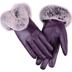 Fler® | Vrouwen Handschoenen | Handschoenen | Leer | Paars | Winter