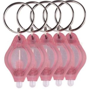 2 stuks Mini Pocket sleutelhanger zaklamp Micro LED squeeze licht buiten Camping ultra heldere noodsleutel ring licht fakkel lamp (roze)