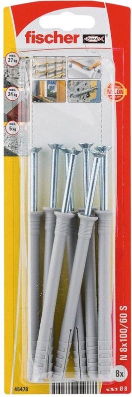 Fischer 045478 N 8 x 100/60 S K NV Spijkerplug 100 mm 8 mm 1 set(s)
