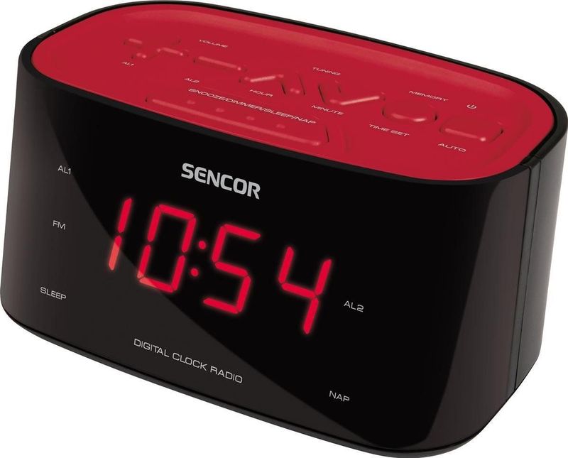 Sencor - SRC 180 RD - Klok - Zwart, Rood - LED Beeldscherm