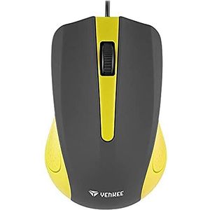 YENKEE YMS 1015YW USB-muis met SUVA-kabel, ergonomisch design, voor thuis en op kantoor, kabellengte: 1,25 m, Wired Mouse, geel