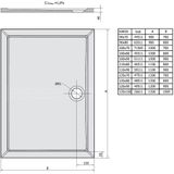 Douchebak Marmer Sapho Karia 110x80x4 cm Rechthoek Wit