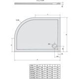 Douchebak gegoten marmer sapho rena 120x90x4 cm kwartrond links wit