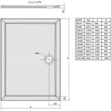 Douchebak gegoten marmer sapho karia 100x70x4 cm rechthoek wit