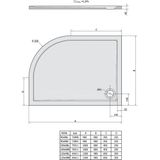 Douchebak gegoten marmer sapho rena 90x80x4 cm kwartrond rechts wit