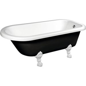 Foxtrot vrijstaand bad op pootjes 170x75x64cm witte poten zwart/wit