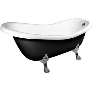 Vrijstaand Bad Sapho Retro 169x75x72 cm Wit / Zwart met Leeuwenpoten Chroom