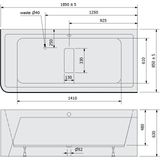 Ligbad polysan marlene 185x85x63 cm asymmetrisch rechts zwart /wit