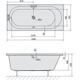 Ligbad polysan astra slim inbouw 165x75x48 cm wit