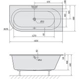 Ligbad polysan astra slim inbouw 165x80x48 cm asymmetrisch rechts wit