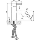 Bidetmengkraan sapho minimal uitloop gebogen 1-hendel 15.8 cm rvs