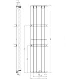 Designradiator sapho colonna recht middenaansluiting 45x180 cm 910w zilver