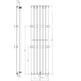 Designradiator sapho colonna recht middenaansluiting 45x180 cm 910w antraciet