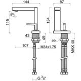 Wastafelmengkraan inbouw sapho soliter 1-hendel uitloop recht 13.4 cm chroom