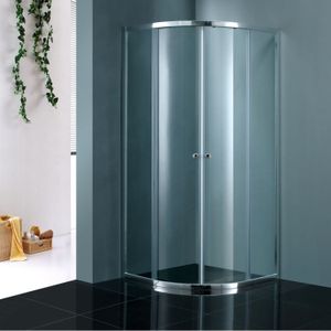 Boss & Wessing - Douchecabine Kwartrond - 2 Schuifdeuren - Helder Veiligheidsglas - Hoogglans Aluminium