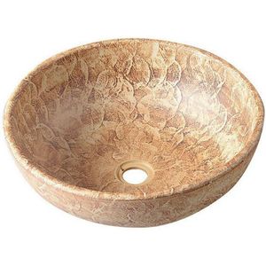 Waskom sapho priori rond 42x15 cm keramiek patroon bruin