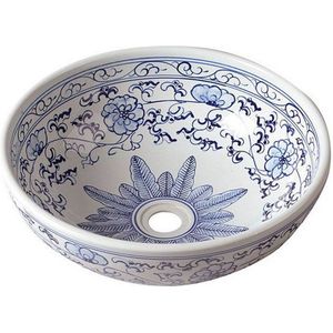 Sapho Priori keramiek waskom diameter 42 cm wit/blauw