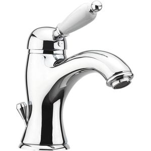 Wastafelmengkraan Sapho Kirk� Wit Retro 1-hendel Gebogen 18.2 cm Chroom (incl. clickwaste)