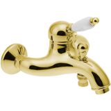 Opbouw badkraan sapho kirke mengkraan retro wit 1-hendel 11.5 cm goud