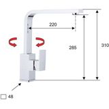 Keukenmengkraan sapho latus 1-hendel recht 31 cm chroom