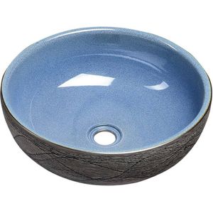 Waskom Sapho Priori Rond 41x15 cm Keramiek Decor Blauw / Grijs