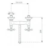 Inbouw wastafelmengkraan sapho antea 2-knop gebogen uitloop 19 cm goud