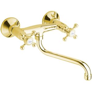 Inbouw Wastafelmengkraan Sapho Antea 2-knop Gebogen Uitloop 19 cm Goud