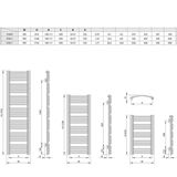 Handdoekradiator sapho egeon gebogen 59.5x174.2 cm zilver