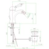 Bidetmengkraan sapho kirke retro kristal 1-hendel gebogen 18.2 cm chroom (incl. Clickwaste)