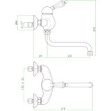 Inbouw wastafelmengkraan sapho kirke 1-hendel kristal retro uitloop gebogen 20 cm chroom