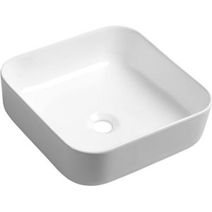 Waskom Opbouw Sapho Prata Vierkant 39.5x14.5 cm Keramiek Wit