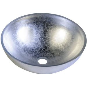 Waskom sapho murano argento rond 40x14 cm glas metallic zilver