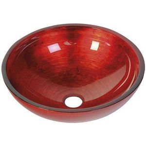 Murano ROSSO IMPERO Glazen wastafel om op te zetten, diameter 40 cm, rood