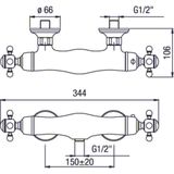 Douchekraan Opbouw Thermostatisch Sapho Sassari 2-knop Chroom